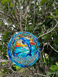 Dolphin Stained Glass Wood Ornament